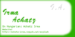 irma achatz business card